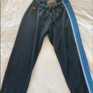 Aviator nation sweatpants with blue stripe